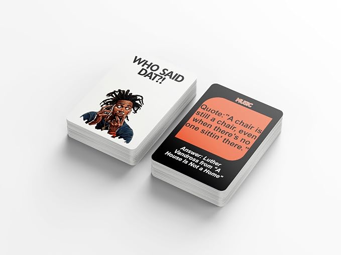 Who Said Dat Game: Immerse Yourself in the World of Urban Quotes with 100 Cards Showcasing the Vibrancy of Black Culture. Experience Engaging and Thought-Provoking Party Fun like Never Before!