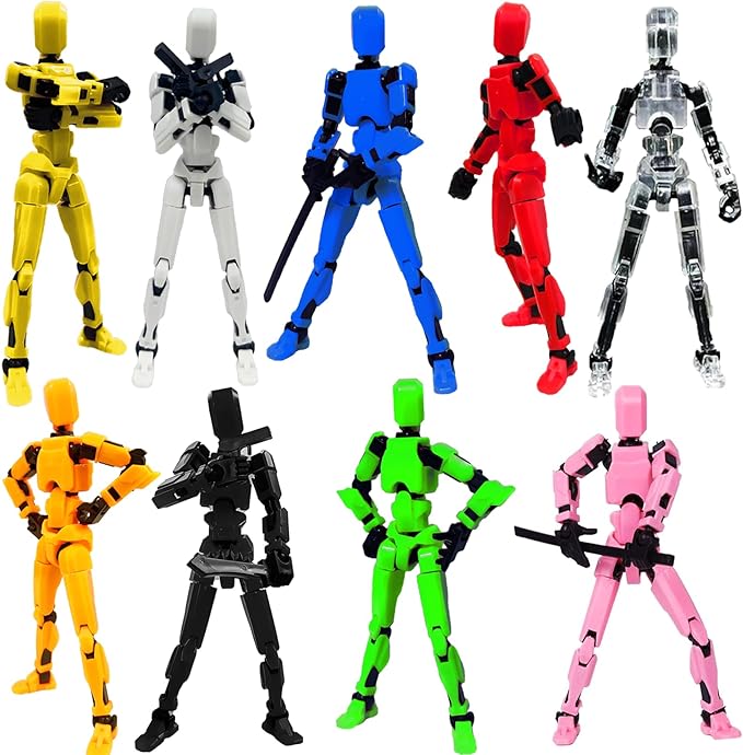 Dumwick Titan13 Action Figure, Lucky Robot 13 Action Figure,3D Printed Multi-Jointed Movable Action Figures,Dummy Robot 13 Figure Creative Gifts for Kids Adults (9pcs)