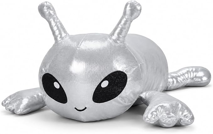 3.5Lbs Weighted Alien Stuffed Animal, 21" Microwavable Silver Alien Plush with Removable Heating Pad, Heatable Coolable Galaxy Buddy Space Gift for Kids Adult
