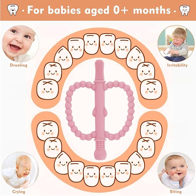 Fu Store Hollow Teether Tube 2 Pack Apple Shape Chew Straw Sensory Toy for Infant Toddlers Silicone Tubes Teething Toys for Babies 0-6 0-12 0-36 Months Gifts Teething Relief Soothing Gums