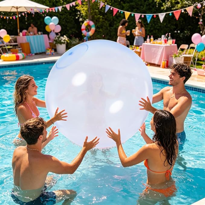 32 Inch Giant Water Bubble Ball for Adults Teenagers Giant Inflatable Water-Filled Ball Soft Rubber Ball for Outdoor Pool Beach Garden Yard Games（Blue)