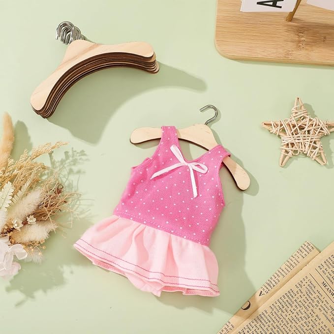 BESPORTBLE Wooden Dolls Clothes Hangers, 10pcs Mini Wooden Hangers Mini Dress Outfit Holders Dollhouse Miniature Accessories for Doll Clothes (4.68in)