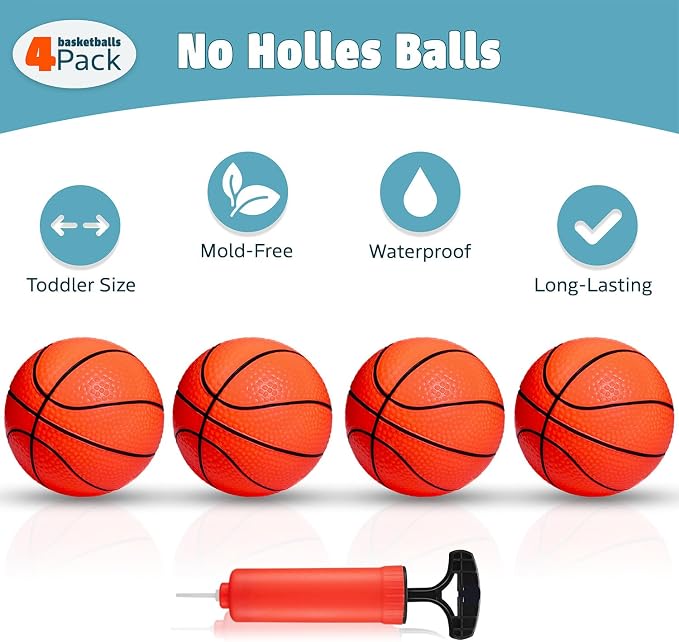 MARPPY Bath Toys - Bathtub Basketball Hoop for Toddlers | Bath Toys for Kids with 4 Mold-Free Balls & Strong Suction Cup Basketball Hoop | Shower Toys and Fun Toddler Bath Toys for Boys or Girls