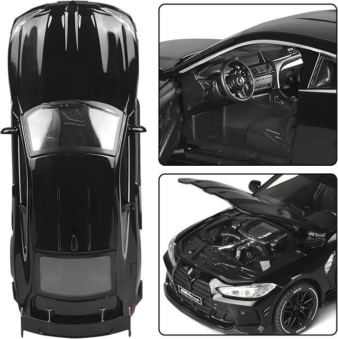 Toy Cars 1:32 Diecast Model Cars, with Light, Sound and Pull-Back Function, Zinc Alloy Car Models for Kids Who Love Automotive Mechanics & Collecting Exotic Sports Cars (Black)