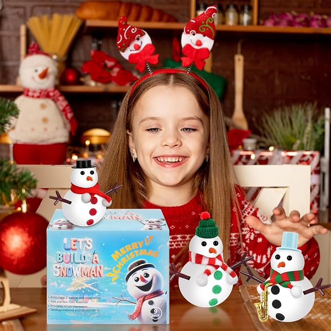 Stocking Stuffers for Kids Teen Boys Girls - 9 Pack Build Snowman Kit Christmas Crafts Gifts for Kids Creative Air Dry Modeling Clay Xmas Gift Birthday Gifts