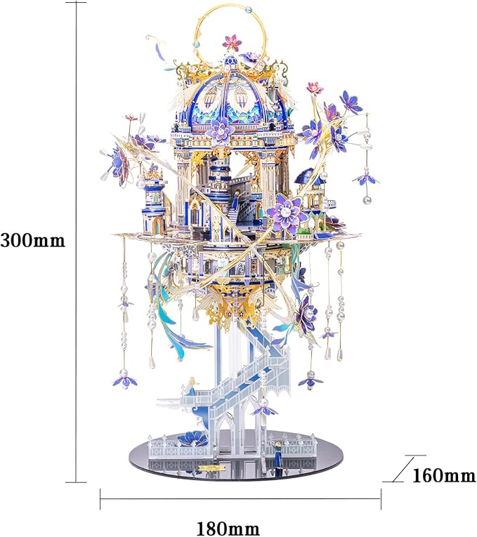 MU 3D Metal Puzzle for Adults Romeo and Juliet with Lighting Musix Box Set, Elf Palace Model Kits Miniature Architecture Building, Role-Playing Brain Teaser Love Gift Home Decor