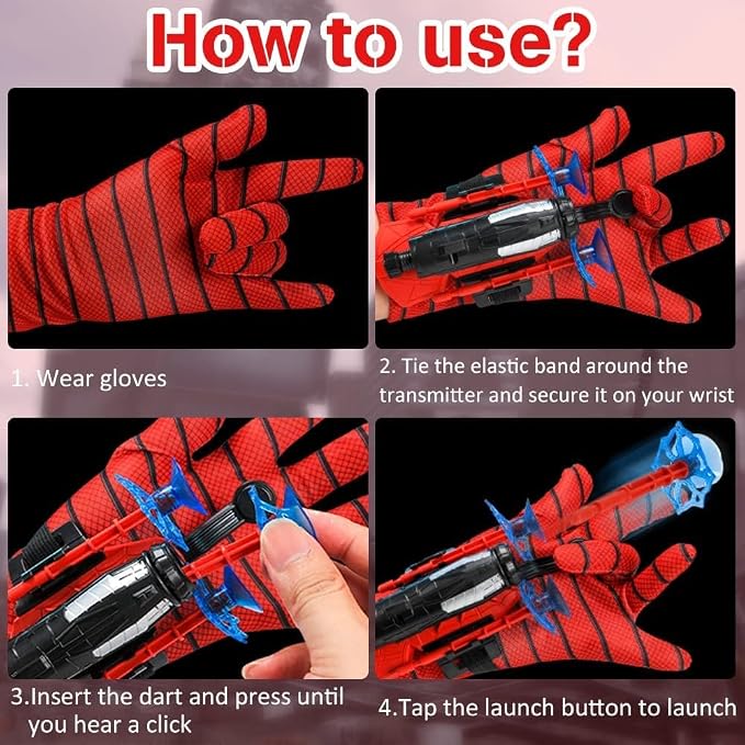 Superhero Web Shooter Water Toy Set with Role Play Glove, 2-in-1 Outdoor Water Blaster & Dart Launcher for Kids Summer Pool Beach Backyard Play