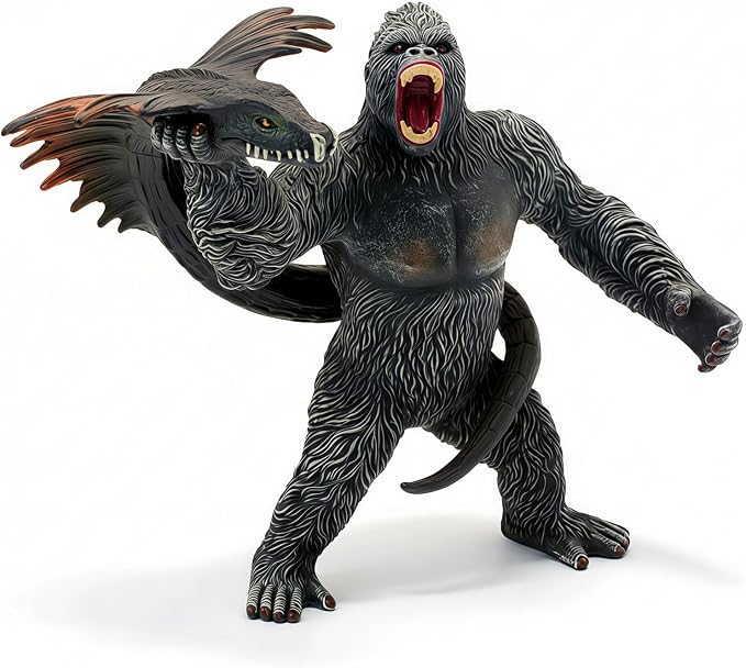Gorilla Toy Model, Black Gorilla with Snake Action Figures | Wildlife Toys Set, Kids Gift, Play or Decor