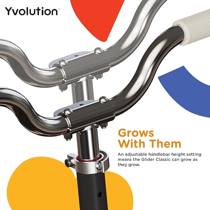 Yvolution Y Glider Classic 3-Wheel Kick Scooter for Kids – Lean-to-Steer, Adjustable Handlebar, Foldable Design – Ages 3-8, Max Weight 110lbs