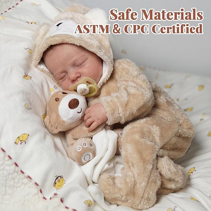 BABESIDE Lifelike Reborn Baby Dolls Boy - 17-Inch Baby Soft Body Realistic-Newborn Baby Doll Silicone Full Body Vinyl Real Life Baby Dolls with Toy Accessories for Kids Age 3+