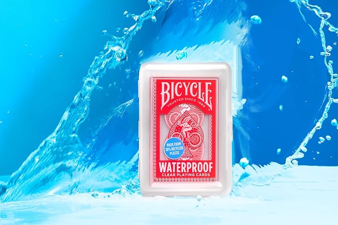 Bicycle Waterproof Playing Cards, Red Plastic Deck of Cards, Durable Plastic Cards for Pool, Beach, Camping & Party Games