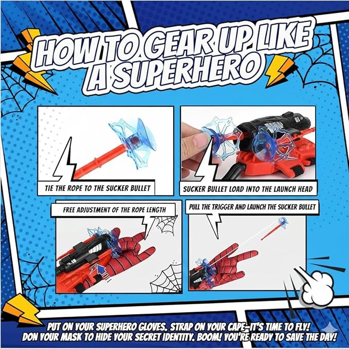 Superhero Toy Set – Includes 2 Shooters, 2 Gloves, and 1 Cape – Ideal for Indoor and Outdoor Costume Role-Playing & Imaginative Play
