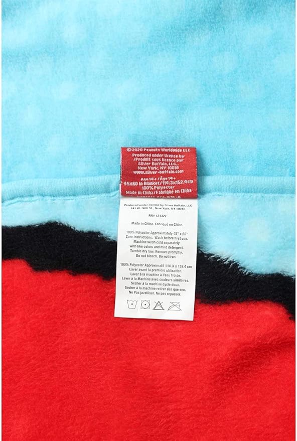 Silver Buffalo Peanuts Snoopy & Woodstock 45 x 60 Inch Fleece Throw Blanket