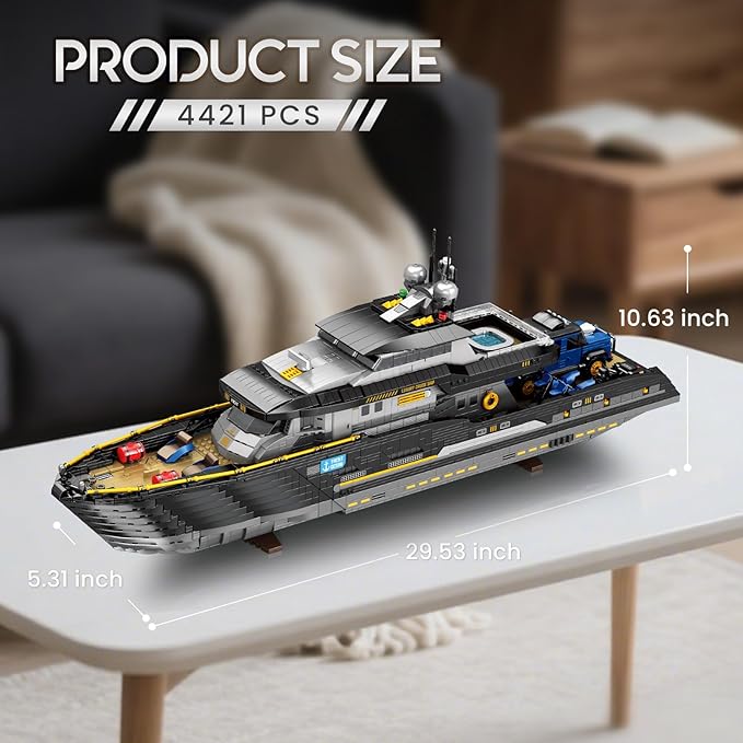 Reobrix Luxury Yacht Building Block Set for Adult 66103, Cruise Ship Building Toy Boat Model Kit, Yacht Collectible Display Decorations Gift for Adult Boys Girls Kids 14+ (4421PCS)