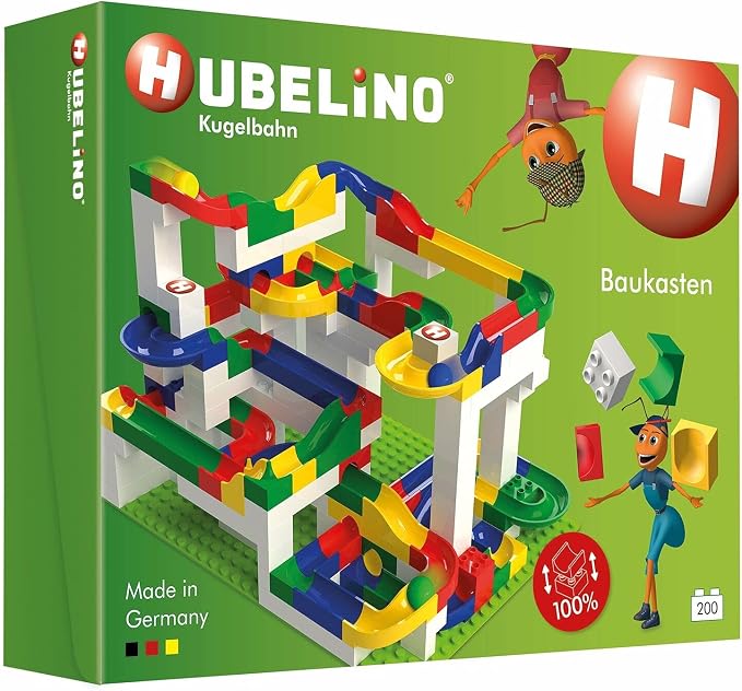 Hubelino Marble Run - 200-Piece Big Building Box - The Original! Made in Germany! - Certified and Award-Winning Marble Run - 100% Compatible with Other Building Sets