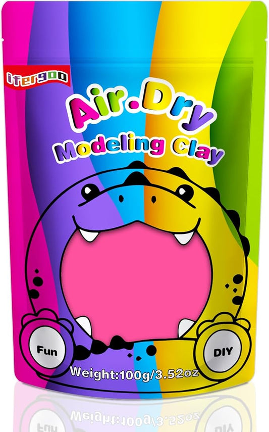 ifergoo Pink Air Dry Clay, DIY Creative Modeling Clay for Kids, Super Light Magic Foam Clay for Kids Age 3-12, Soft, No-Sticky & Non-Toxic, Molding Clay for School Art & Craft Project(Pink 100g/3.5oz)