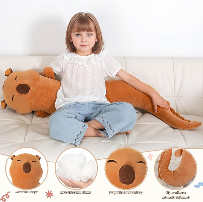 Tianmihou 48 inch Giant Capybara Plush Stuffed Animal, Big Capybara Glow in The Dark Fluorescent Plushies Pillow Toy, Jumbo Cute Capibara Body Pillow Gifts for Kids Adults, Birthday