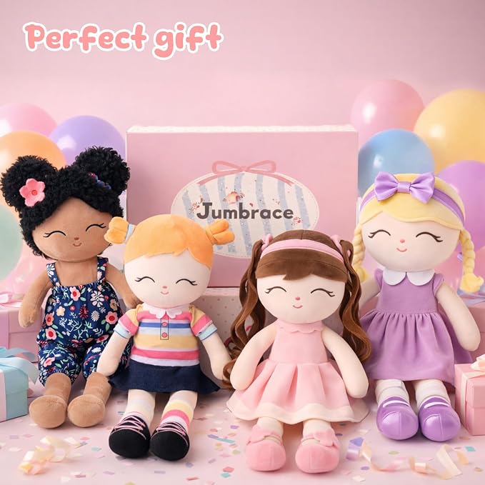 Soft Black Baby Doll Toys 16'' African American Baby Rag Doll for Girls, One Year Old Girl Birthday Gifts,Plush Toys for Toddlers Kids Infants (Black)
