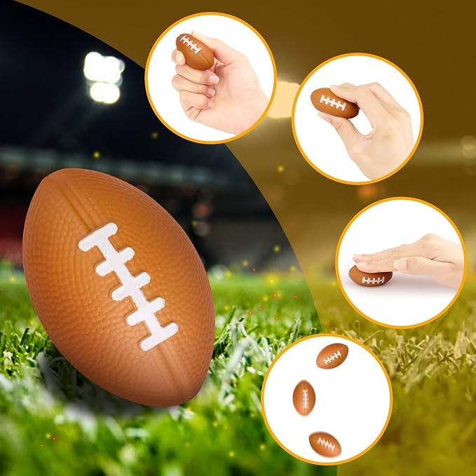 Mini Football Stress Balls 20 Packs Mini Football Foam Small Foam Squeeze Anxious Toy Sports Stress Ball for Kids School Carnival Reward Football Party Decorations Supplies