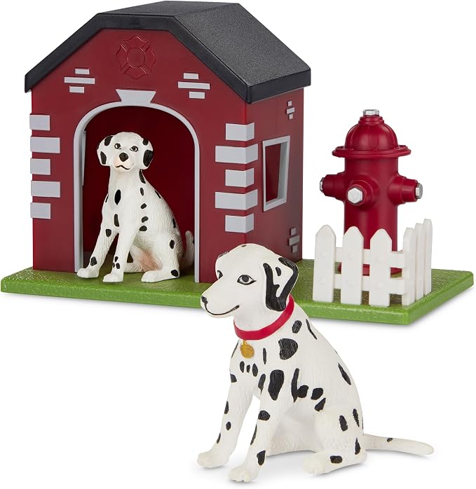 Terra by Battat – Firehouse Dogs Playset with 3 Toy Animal Figures, Realistic Dog Playset for Kids Imaginative Play, Durable Construction, 3+ Years