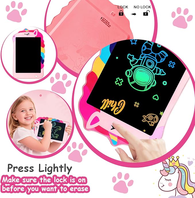 LCD Writing Tablet, Unicorn Drawing Pad Doodle Board, Colorful Toddlers Toys Drawing Board, Educational Toys for Boys Girls 3 4 5 6 7 8 Year Old Christmas and Birthday Gifts