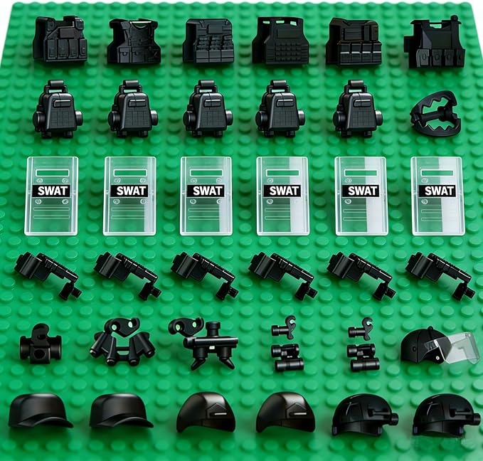 Military Weapons Pack, Classic Building Block Military Toy Accessories Hat, 36 Piece Army Figure Accessory Combo, Compatible with Major Brands