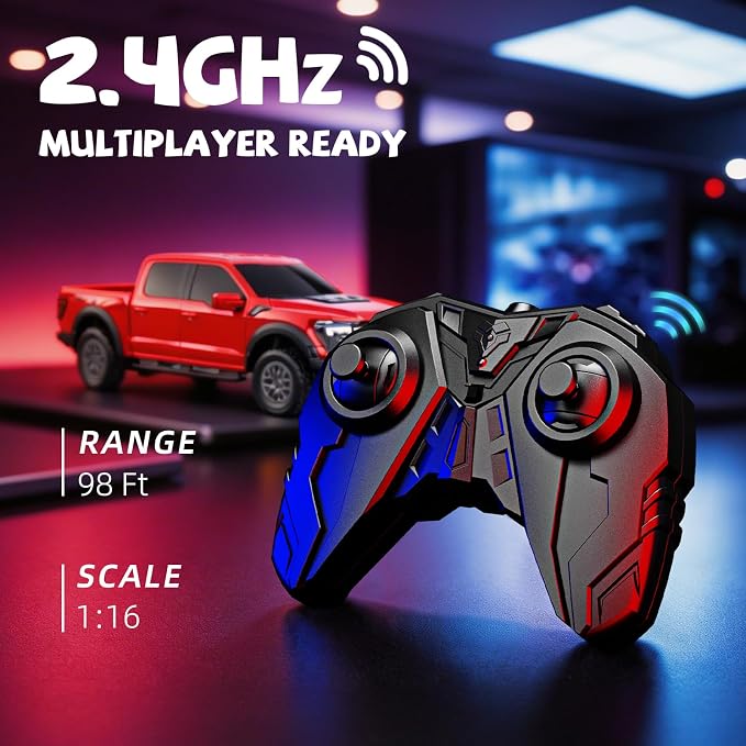 AEROQUEST 1:16 Remote Control Car-Ford F-150 Raptor,Red | Officially Licensed, 1:16 Scale, 2.4GHz RC Truck, LED Headlights, 12Km/h，Birthday Gift,Toys for ages 3-8 Hobby RC Cars