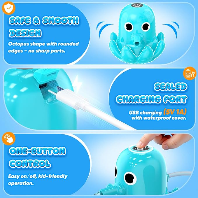 Water Table Pump, Magnetic No-Drill Rechargeable Battery Powered Continuous Flow Water Pump, Fits Water Tables & Step 2, Cordless Pump Toys, Outdoor Water Play Accessories for Kids & Toddlers, Green