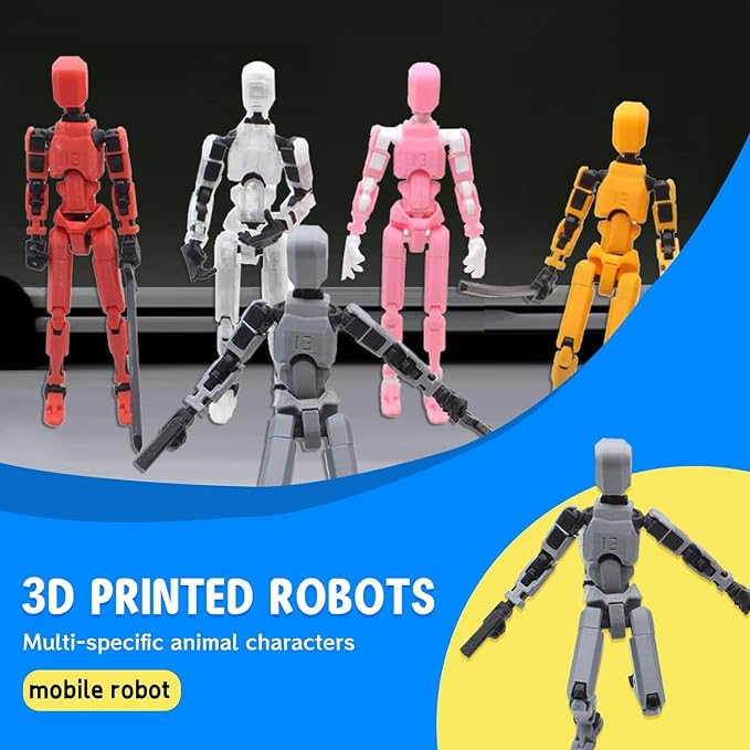 MerryXD T13 3D Action Figure,Assembly Completed Dummy Nova Titan Lucky 13 Action Figure 3D Printed Multi-Jointed Movable Toy Grow in The Dark Yellow