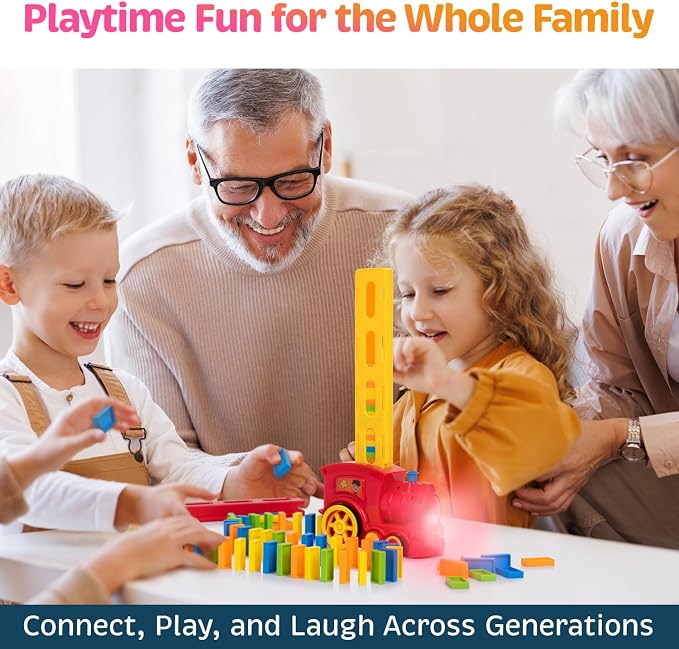 Atlasonix Domino Train | Domino Train for Kids | Dominos for Kids - Automatic Domino Laying Toy Set (300, 220,160 Blocks) with Colorful Dominos - Montessori STEM Toy