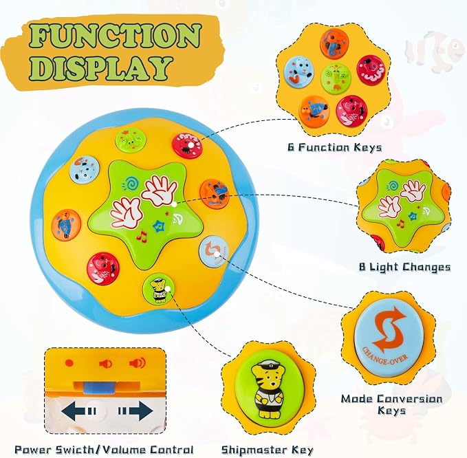 M SANMERSEN Baby Boys Toys 12 Months, Babies Ocean Rotating Lights Up Musical Toys for 12-18 Months Newborn Infant Crawling Tummy Time Toys 1 2 3 Baby Birthday Blue