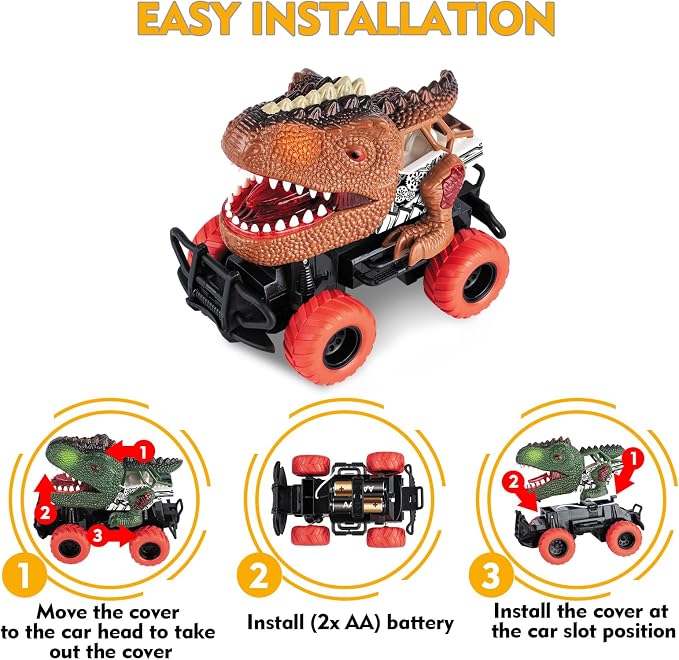 Dinosaur Toys Remote Control Car for Kids 3-7, Dino RC Car for Toddler Kids Toys Age 3 4 5 6 7 Boys and Girls Christmas Birthday Gift