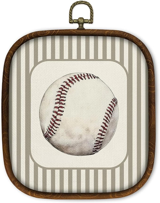 WULQYING Baseball Nursery Wall Art Decor, Sports Nursery Boys Room Square Framed Canvas Art Prints, Sport Lover Gift Wall Hanging Decor for Kids Boys Room Bedroom Playroom, 5.7x6.5 Inches