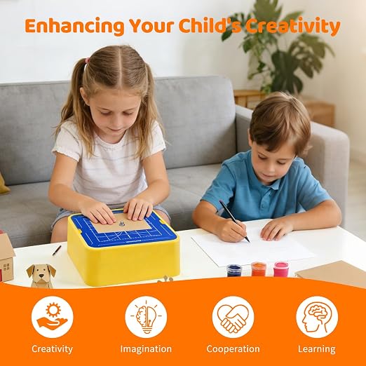 | Cardboard Construction Tool Kit for Kids | DIY STEM Building Set with Safe Cutter & Connectors | Educational Art Craft Project Kit for Homeschool & Classroom