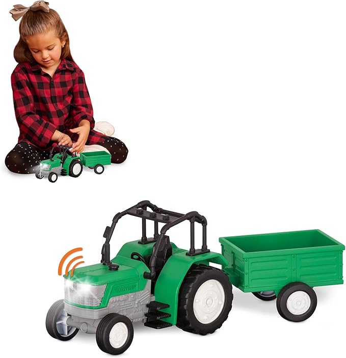 Driven by Battat – 7-Inch Tractor Toy with Lights & Sounds, Movable Parts, Farm Vehicle for Boys & Girls, Durable Design, Realistic Details, Gift 3+ Years Toy for Kids