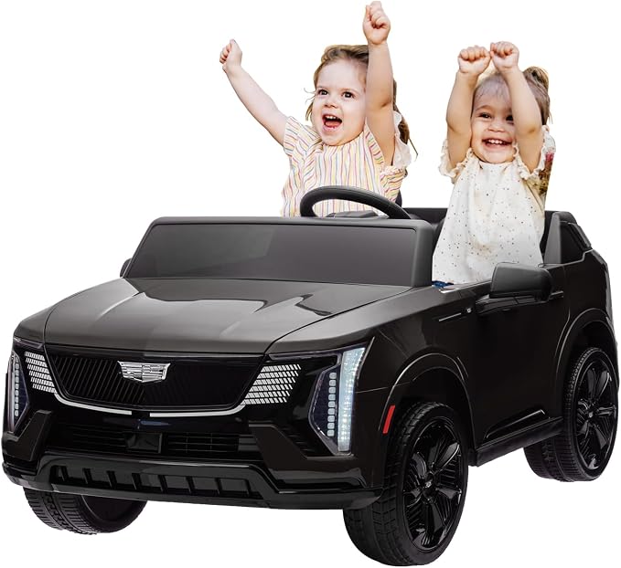 GarveeLife 24V 2 Seater Kids Ride On Car Licensed Cadillac Electric Car Toy for Toddlers Battery Powered Ride On Truck with 2.4G Remote Control, Spring Suspension, Music, LED Lights, Black