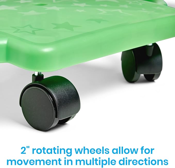 hand2mind Green Indoor Scooter Board with Handles, Sit Down Floor Scooter, Gym Activities for Kids, Indoor Sport Recess Games, Physical Education Equipment, Gross Motor Toys