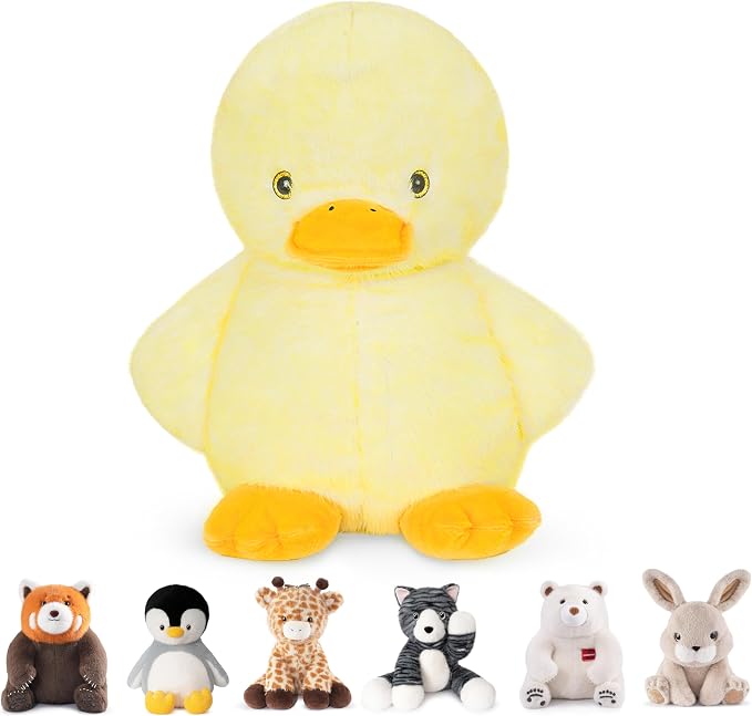 Niuniu Daddy 14" | 3.5 Pound Duck Weighted Stuffed Animal for Kids & Adults, Large Weighted Plushies Pillow for Sleeping and Calming, Cute Sitting Plush Toy Huggable Gift for Everyday Comfort