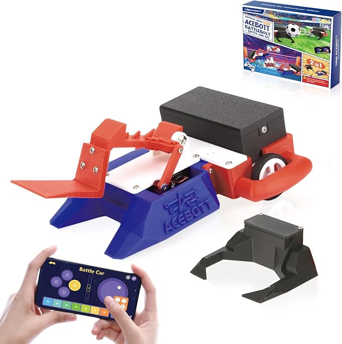 2-in-1 Football & Battle Robot Car Kit, ESP32 APP-Remote Control Battlebolt Car Fighting Robot Toy for Kids Wireless Gameplay Robotics STEM Science Kit Birthday Gift for Boys Girls Age 8+ (One Kit)