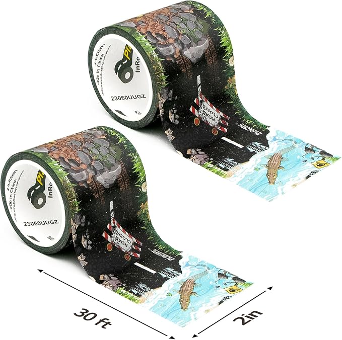 PlayTape Rescue Road Tape for Toy Cars - Sticks to Flat Surfaces, No Residue, 2-Pack of 2 in. x 30 ft. Roll