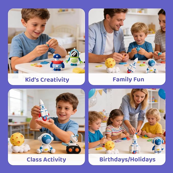 Both idea Air Dry Clay Kit, Space Theme | 12 Packs, Non-Toxic Kids Gift | School & Party: Perfect for classroom art activities, birthday party favors, creative family DIY, and holiday celebrations.