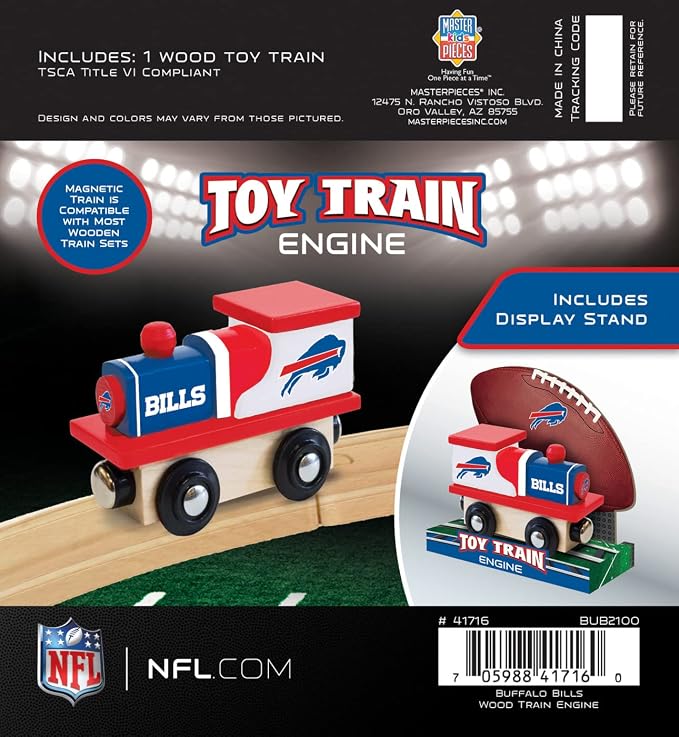 MasterPieces NFL Buffalo Bills Real Wood Toy Train, For Ages 3+