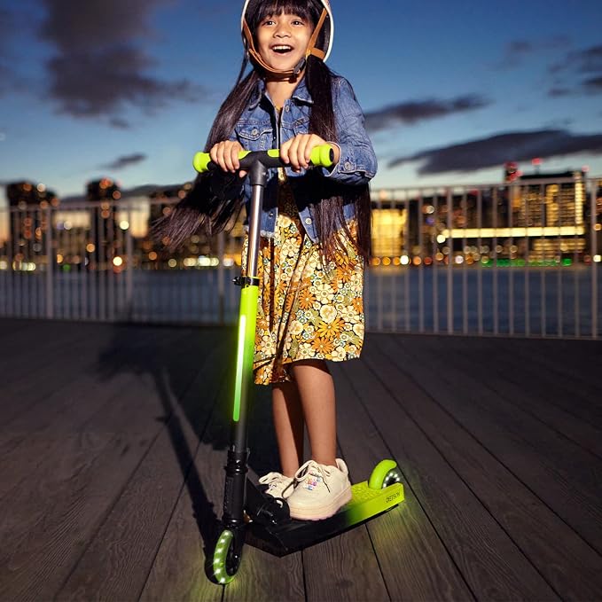 Jetson Juno 2-Wheel Light-Up Kick Scooter, Portable Folding Scooter for Kids with Light-Up 4-Inch Wheels, Adjustable Handlebar Height, Ages 5+