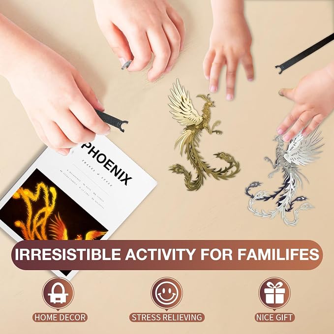 Microworld 3D Metal Model Kits, Mechanical Phoenix 3D Metal Puzzles, Steel Warcraft Collection 3D Puzzles for Adults, DIY Animal Brain Teasers Home Decor
