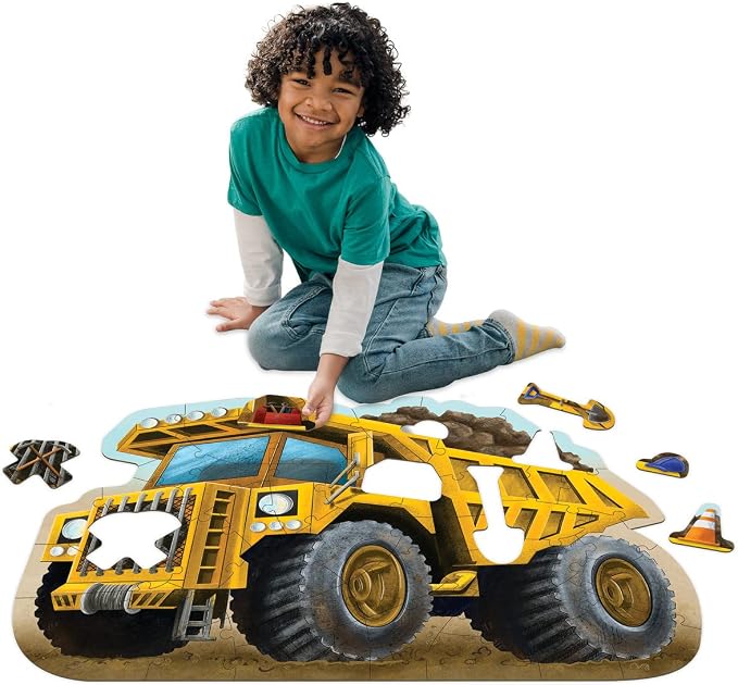 Peaceable Kingdom Jumbo Dump Truck Floor Puzzle 49 Pieces – Large Jigsaw Puzzle Gift for Toddlers and Kids Ages 5+ – Shiny Dump Truck