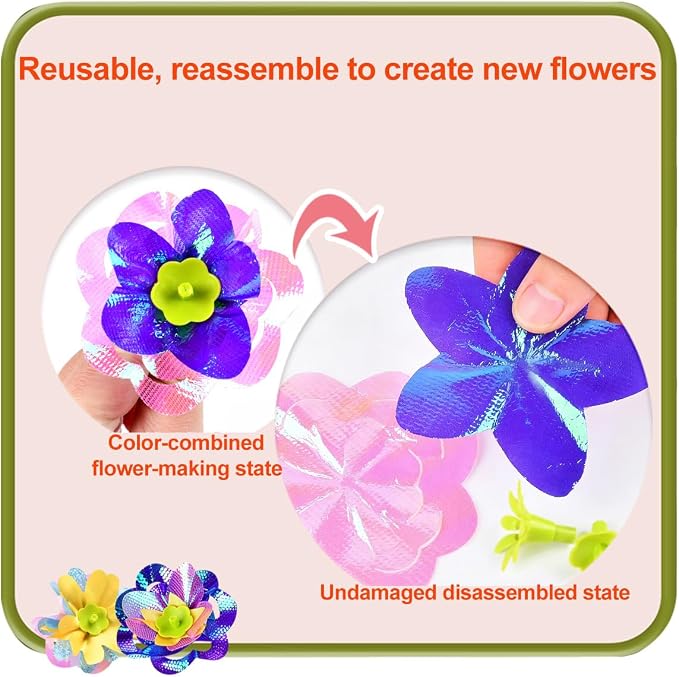 Unicorn 2-in-1 DIY Dough Flower & Fabric Bouquet Craft Kit - Fabric & Play Clay Flower Set, Educational Arts Crafts Toy for Boys Girls Ages 3-8, Perfect Birthday Holiday Gift for Preschool Kids