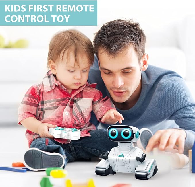KaeKid Robots for Kids, 2.4Ghz Remote Control Robot Toys with LED Eyes & Flexible Arms, Dance & Sounds, RC Toys for 3 4 5 6 7 8 Year Old Boys Girls (White)