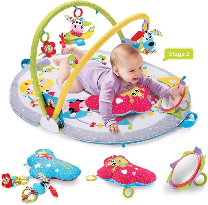 Yookidoo Baby Play Gym & Infant Mat - Lay to Sit-Up 3-in-1 Activity Center