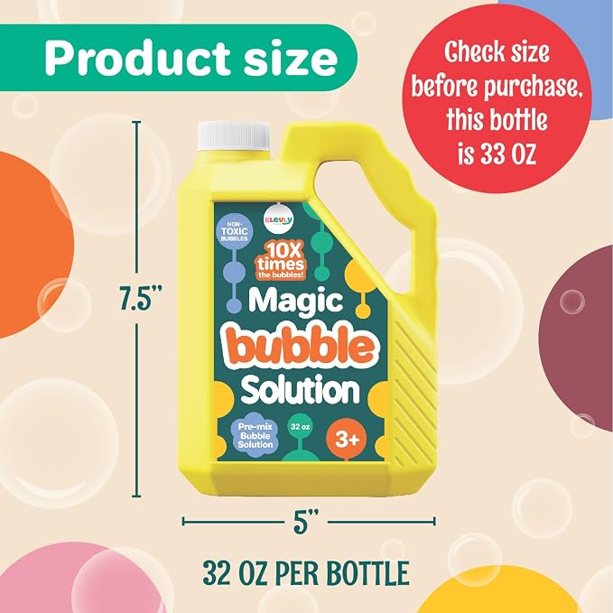 32 oz Iridescent Bubble Solution Refill | Non-Toxic Pre-Mix Bubble Refill Solution No Mixing or Measuring Required | Bubbles for Kids | Bubbles Bulk | Bubble Machine Solution | Giant Bubble Solution
