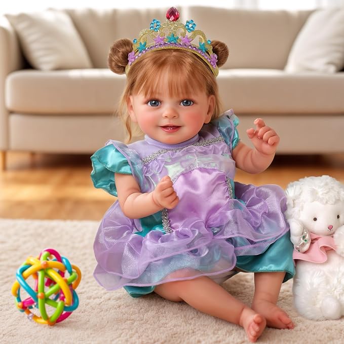 BABESIDE Lifelike Reborn Baby Dolls Dara - 18 Inch Realistic-Newborn Baby Doll Brown Hair Girl Handmade Real Life Dolls with Clothes and Toy Accessories Gift for Kids Age 3+
